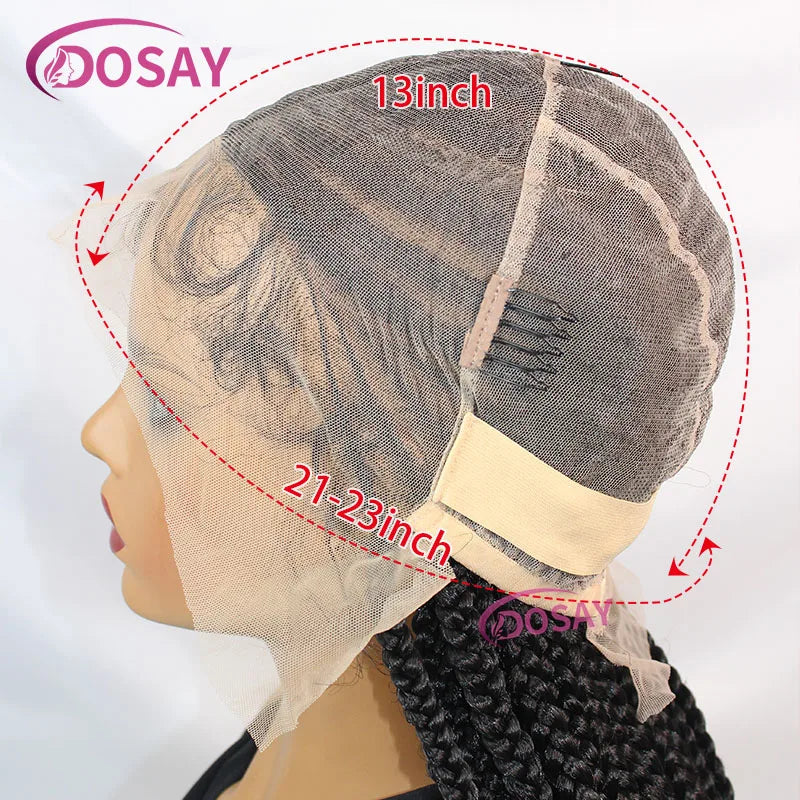 Luxury 32" Full Lace Knotless Braided Wig featuring Swiss Lace and Baby Hair in elegant black, perfect for a glamorous look.