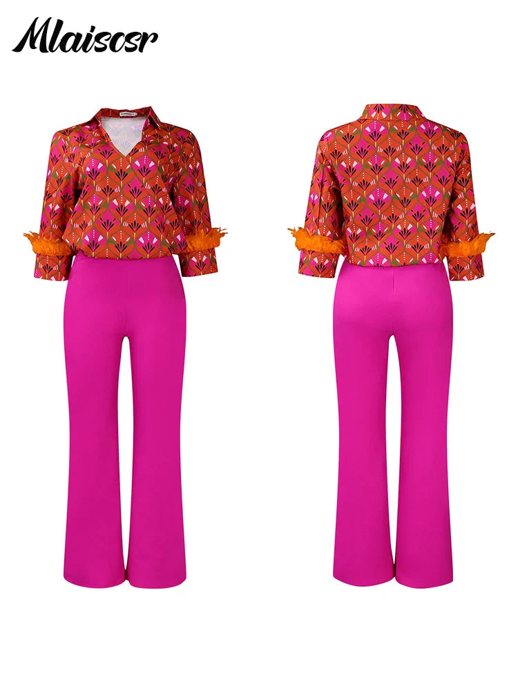 Wide leg pants from Mlaiscsr, featuring a high waist and full-length cut, perfect for a sophisticated autumn/winter office look.