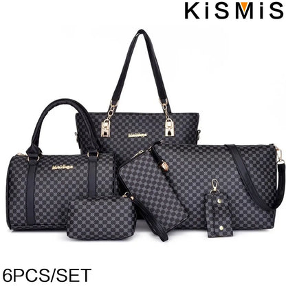 Elegant KISMIS Luxury Printed Tote Bags showcasing a casual tote design, perfect for mothers. Features large capacity for commuting and stylish crossbody functionality.