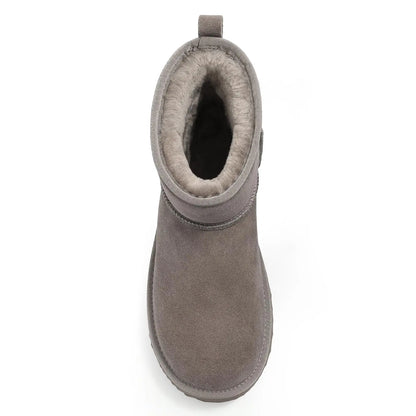 Premium quality cow suede ankle snow boots designed for winter, embodying sophistication and effortless fashion.