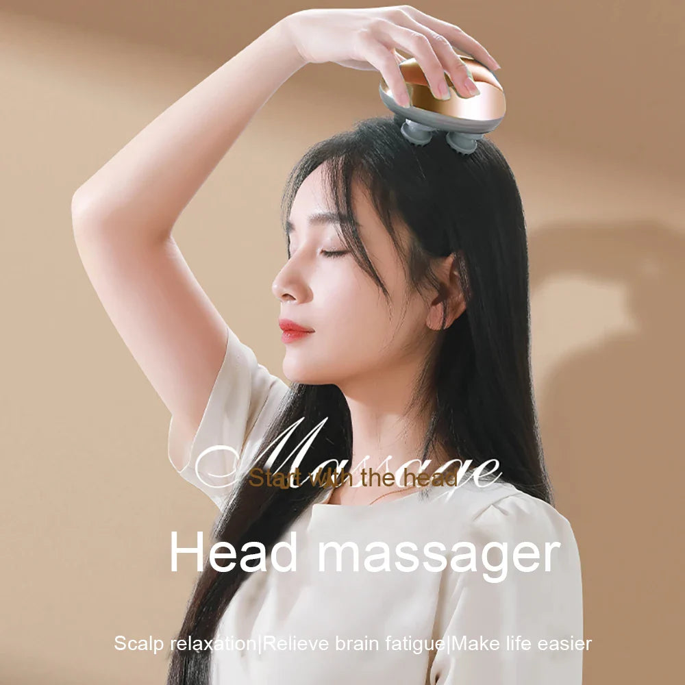 Image of the Rechargeable Electric Scalp Massager highlighting its advanced technology and design, perfect for relaxation and hair rejuvenation.