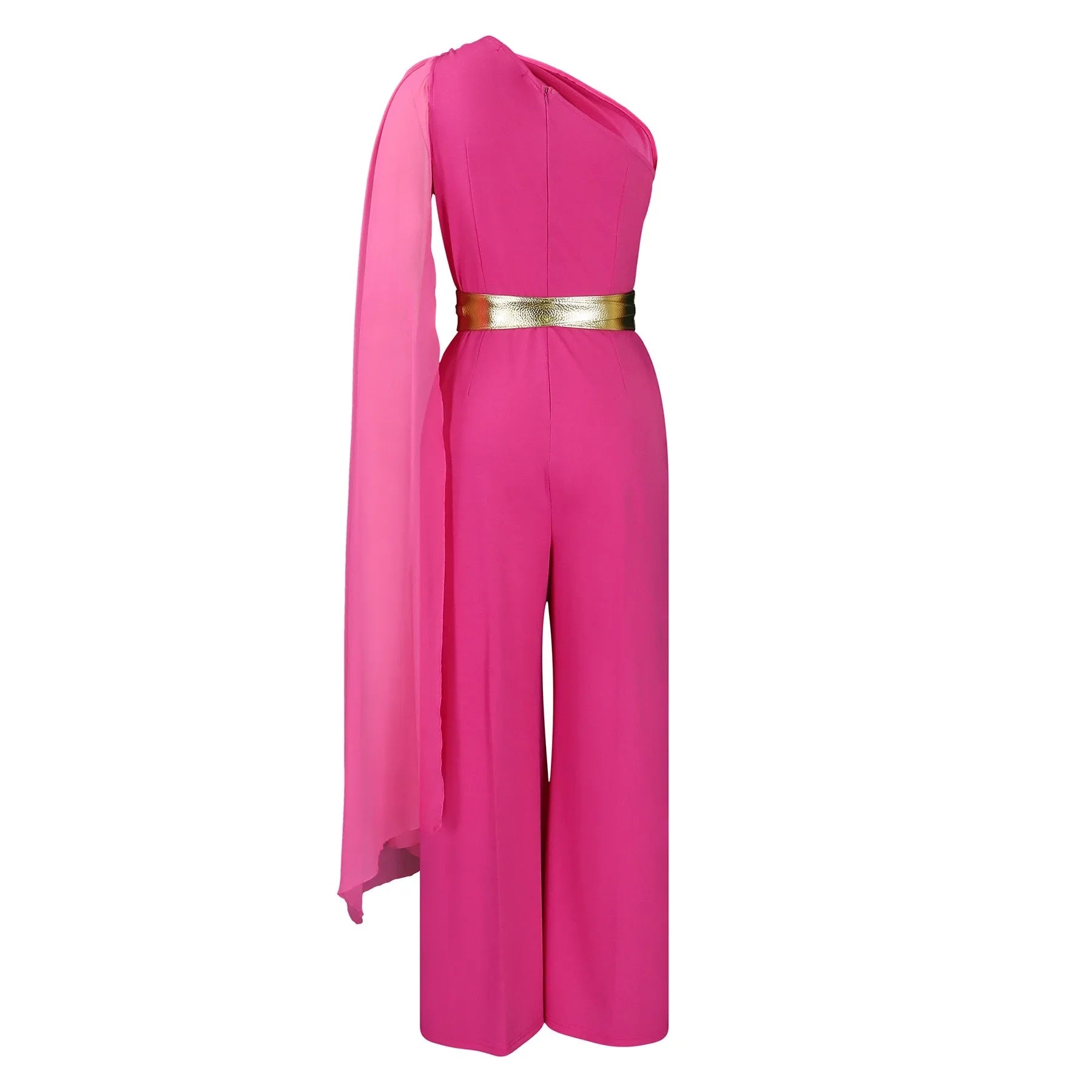 Luxury solid pattern one shoulder jumpsuit for women, designed with a regular fit, available in various sizes to flatter every figure.