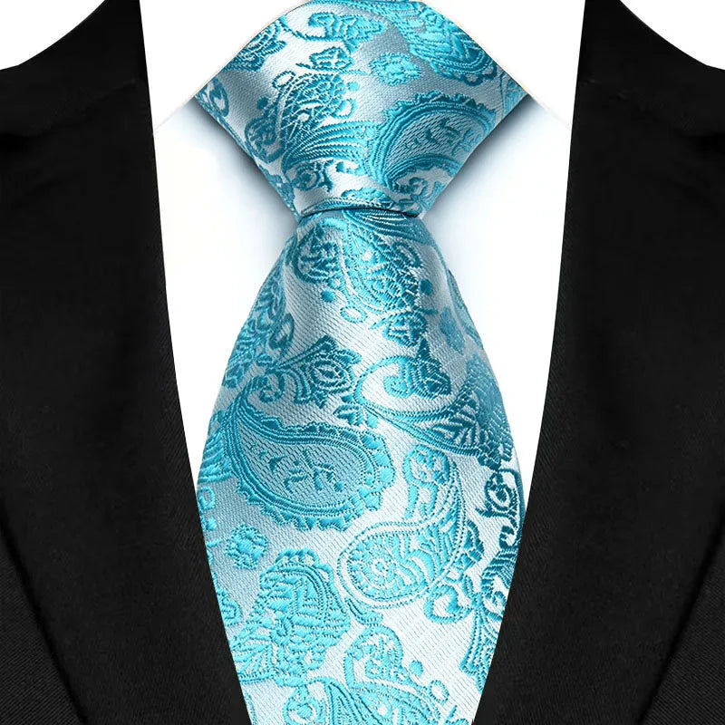 Elegant 8CM Classic Men's Neck Tie featuring a green blue plaid design, ideal for sophisticated occasions.