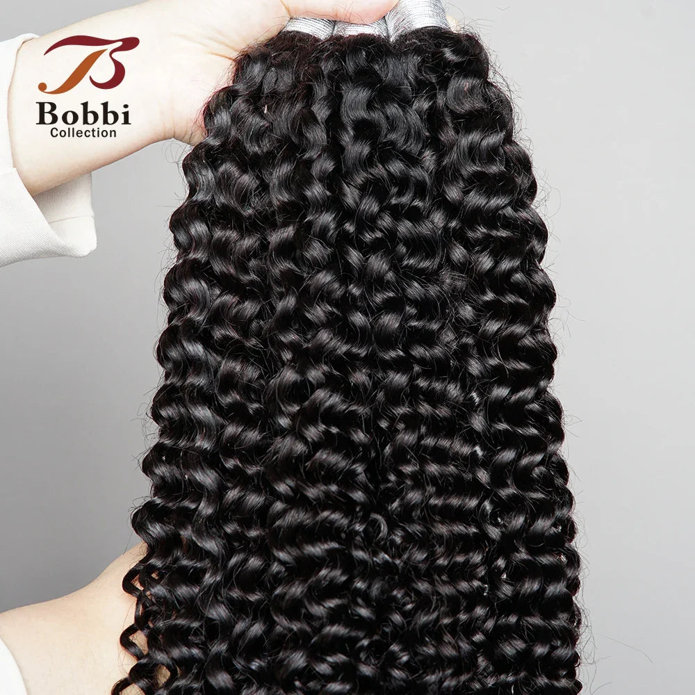 Premium jerry curly human hair extensions in natural black, designed for high-quality braiding, offering a stylish and luxurious look.