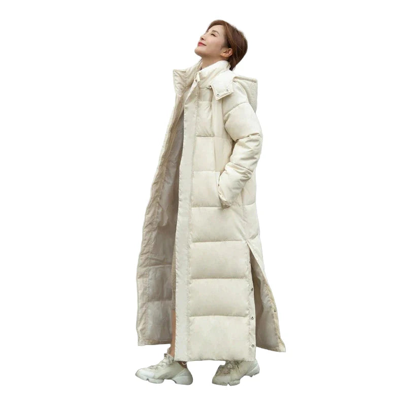 Elegant Women's Thick Cotton Long Hooded Parka Coat by Hot Trends Area, featuring a stylish design perfect for autumn and winter.