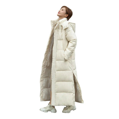 Elegant Women's Thick Cotton Long Hooded Parka Coat by Hot Trends Area, featuring a stylish design perfect for autumn and winter.