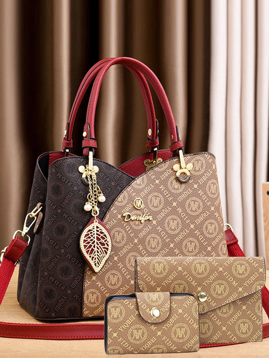 Luxurious 3-piece women's tote bag set in elegant ivory white faux leather, featuring a spacious design perfect for any occasion.