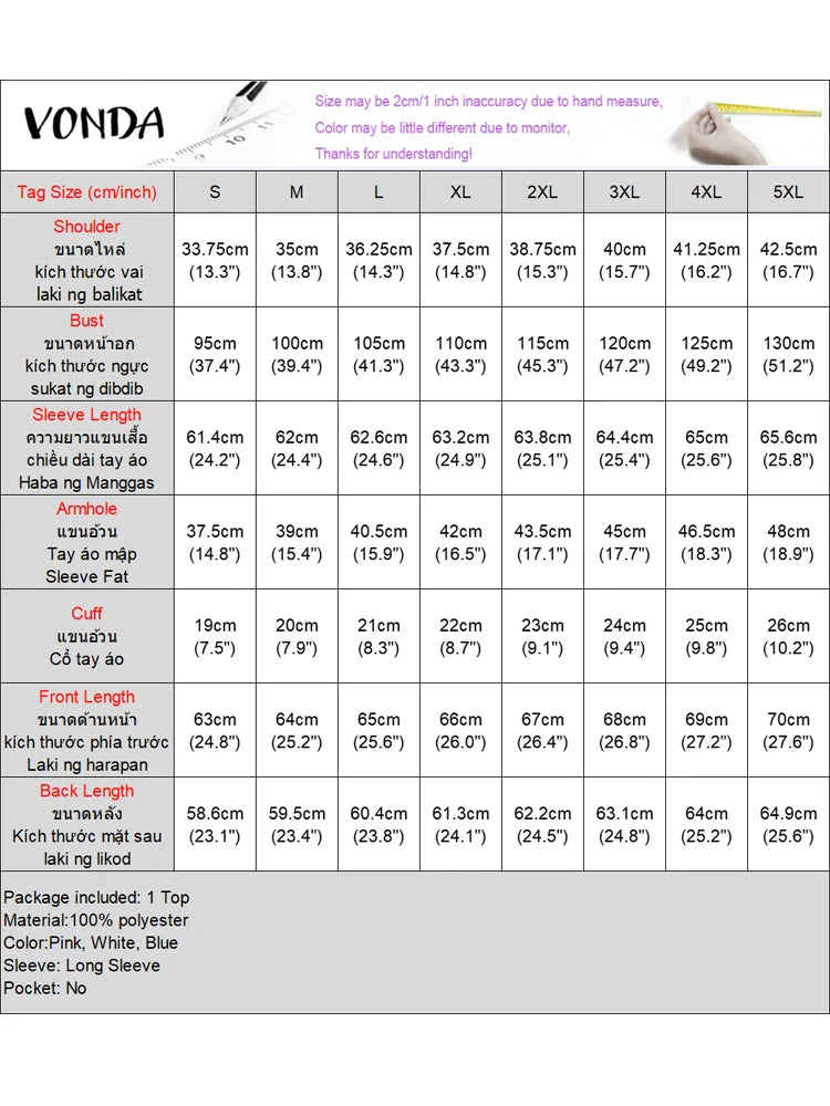 Stylish long sleeve top from Vonda, tailored for plus-size women with a refined solid colour design.