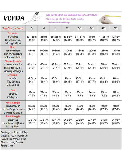 Stylish long sleeve top from Vonda, tailored for plus-size women with a refined solid colour design.