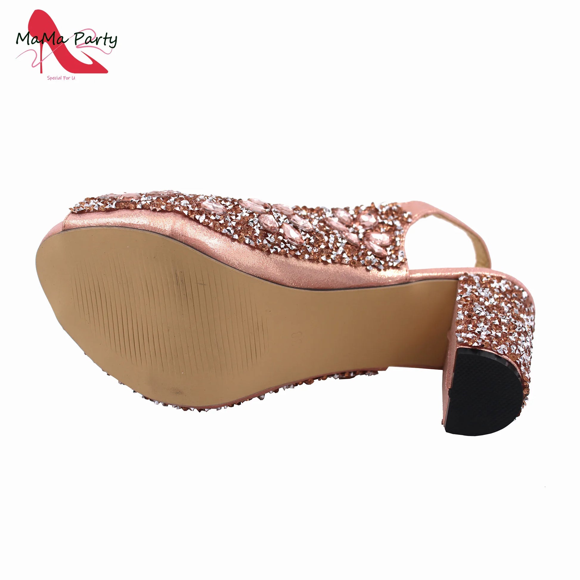 Stylish flat lay displaying a complete women's outfit including matching crystal shining shoes and handbag set in rich red.