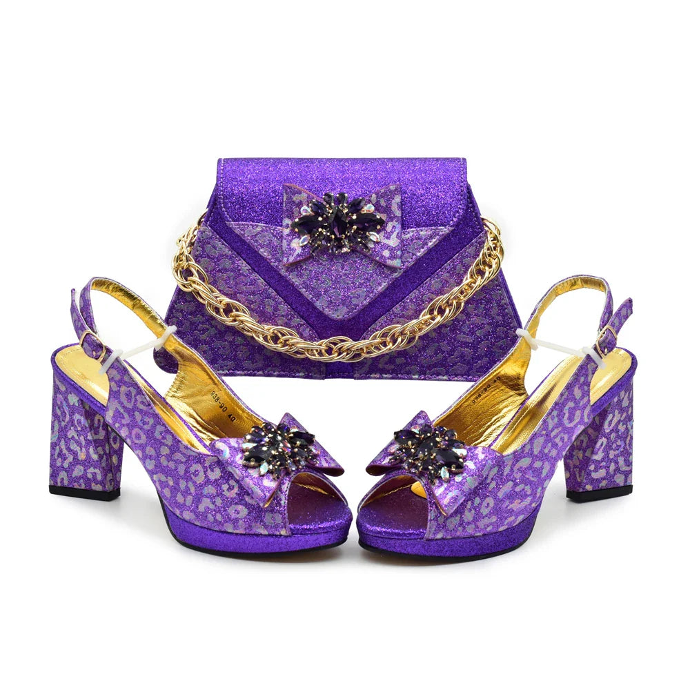 Elegant purple peep toe women's sandals featuring a luxurious high heel design, perfectly suited for weddings and parties.