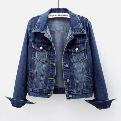 Elegant model wearing a women's oversized denim jacket, perfect for casual outings, styled with confidence and grace.