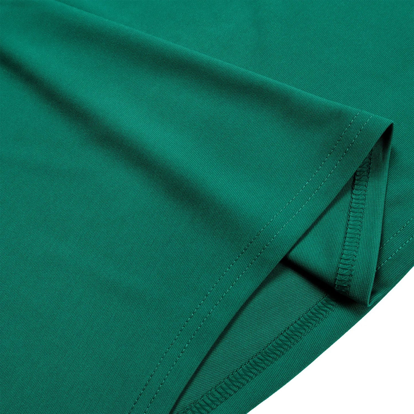 Back view of Women's Elegant Pleated A-Line Church Dress by Hot Trends Area, highlighting flattering empire waistline and mid-calf length for elegant appearance.