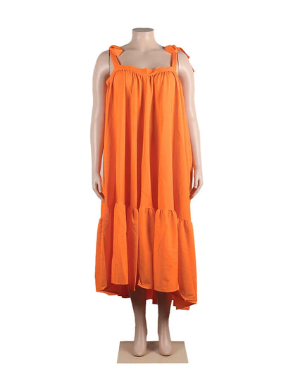 Luxurious Wmstar Plus Size Maxi Dress for Women in elegant black, stylish ankle-length slip design, perfect for refined summer gatherings.