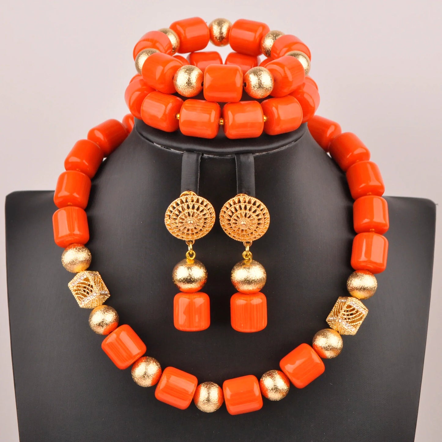 Stunning bracelet from Nigerian bridal jewelry set, adorned with artificial coral beads for a luxurious wedding accessory.