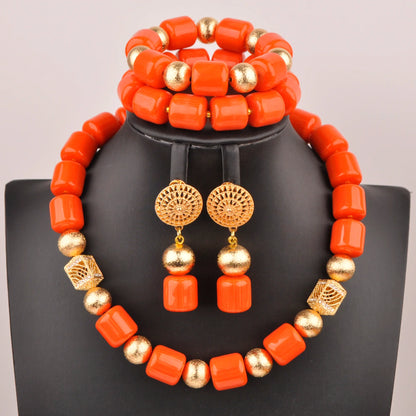 Stunning bracelet from Nigerian bridal jewelry set, adorned with artificial coral beads for a luxurious wedding accessory.