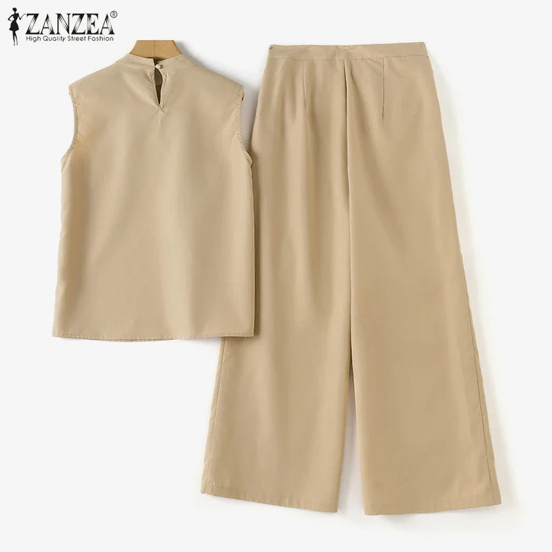 Luxury summer outfit showcasing an elegant tank top and wide leg pants, tailored for women who appreciate style and comfort.