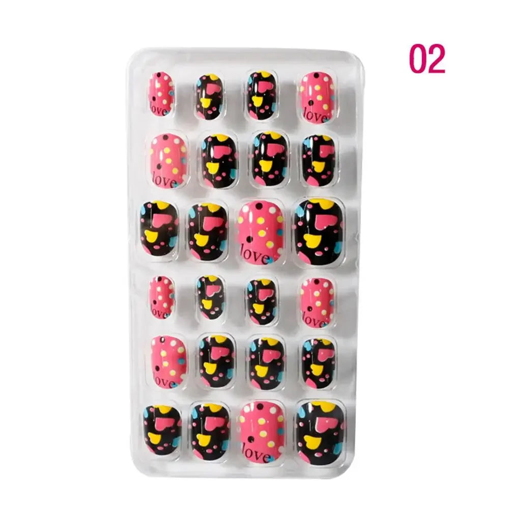 Chic presentation of half nail tips in a vibrant candy flower style, designed for young girls who adore stylish nail accessories and creative expression.