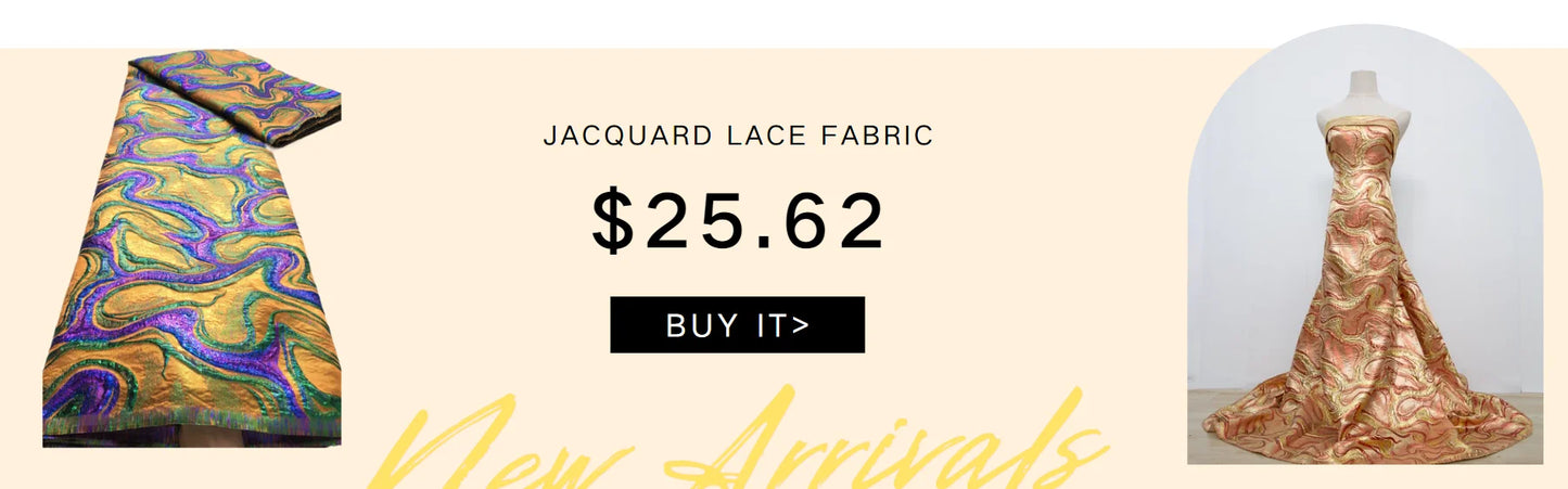 Stylish presentation of Kalume polyester cotton lace fabric adorned with rhinestones, perfect for high-end dressmaking.