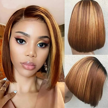Stylish presentation of the Luxury Short Bob Wig, highlighting its versatility in fashion and seamless blend with natural hair.