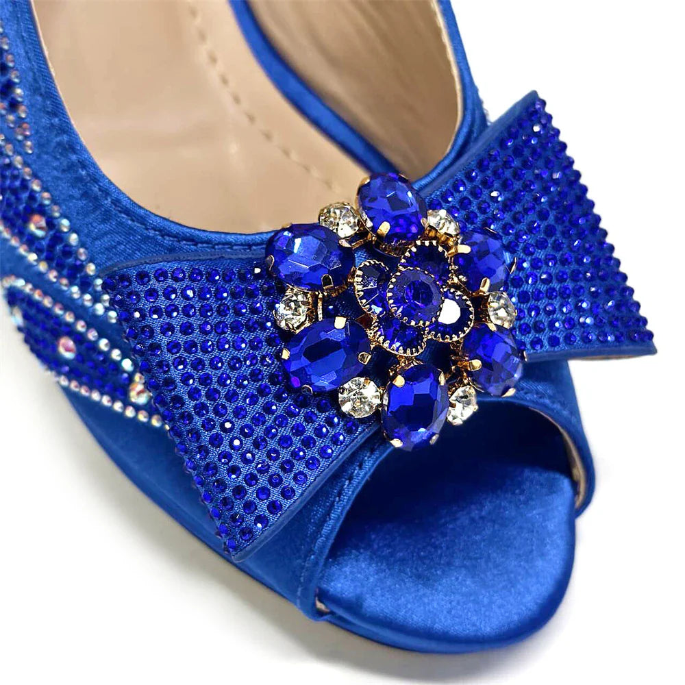 Sophisticated ensemble featuring Venus Chan Peep Toe High Heels and matching handbag, embodying luxury and style for upscale events and celebrations.