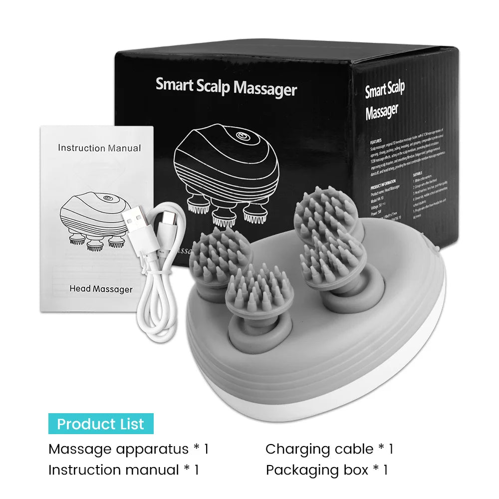 Close-up of the SALORIE Electric Head Massager highlighting innovative kneading technology for luxurious scalp rejuvenation.