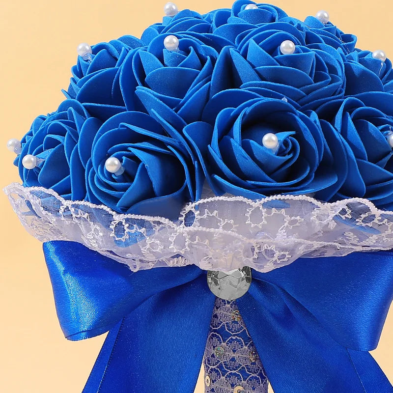 Luxurious foam rose wedding bouquet showcasing exquisite craftsmanship, perfect complement for weddings.