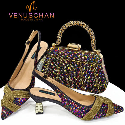 Luxurious Venus Chan women's black pumps featuring a chic hollow design and pointed toe, perfect for elegant party occasions.