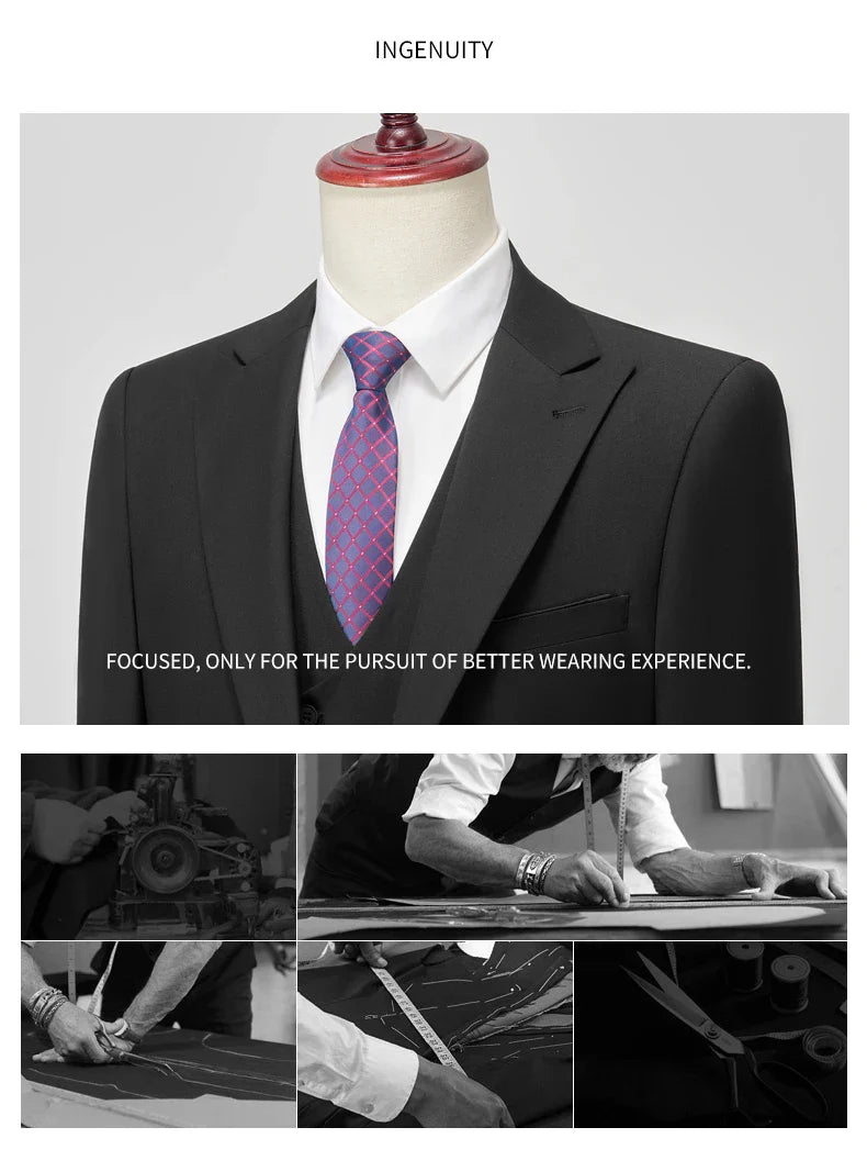 Diverse sizing representation from M to 5XL of the Italian business suit, catering to all body types with a tailored fit.