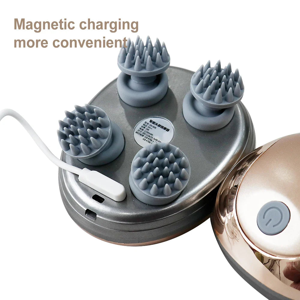 Elegant layout featuring the cutting-edge rechargeable scalp massager with stunning details, underscoring its luxury style and premium performance.