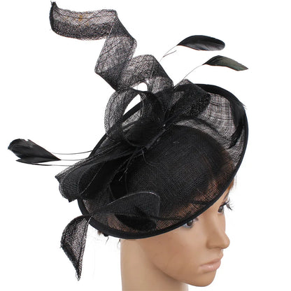 Elegant sinamay church hat displayed at a wedding setting, epitomising sophistication and style for the modern bride.