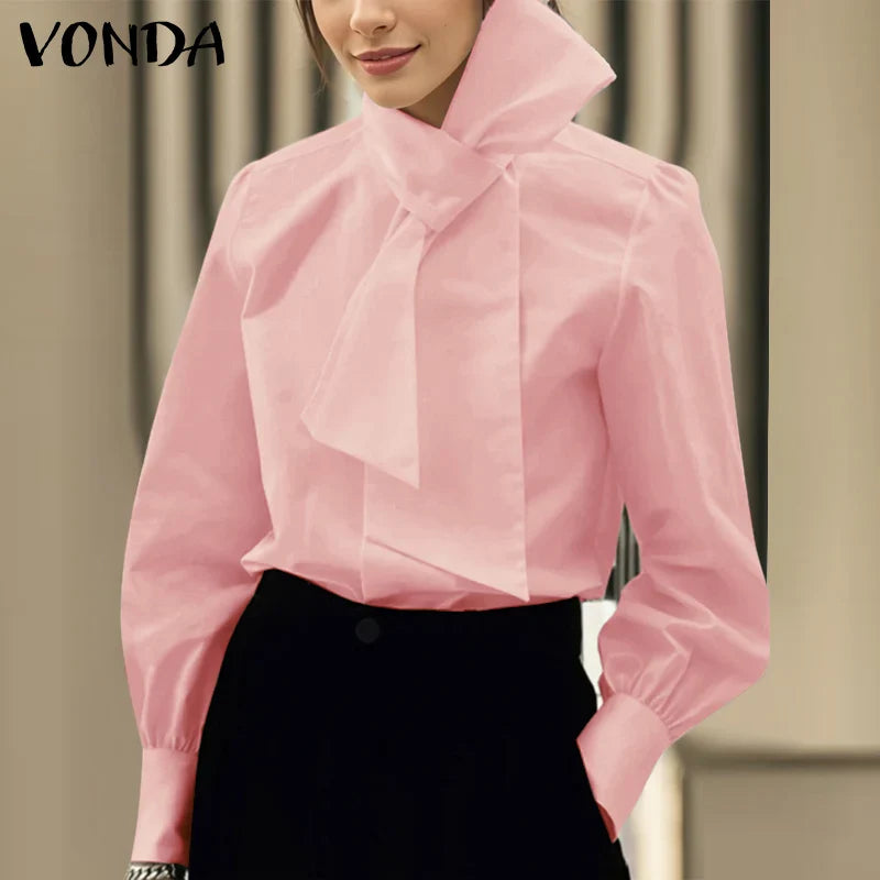 Stylish display of the VONDA Women's Plus Size 5XL Blouse, highlighting its loose fit and chic design for all seasons.