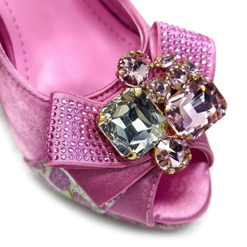 Exquisite royal blue peep toe slingback shoes with super high spike heels, designed for women’s glamorous outings.