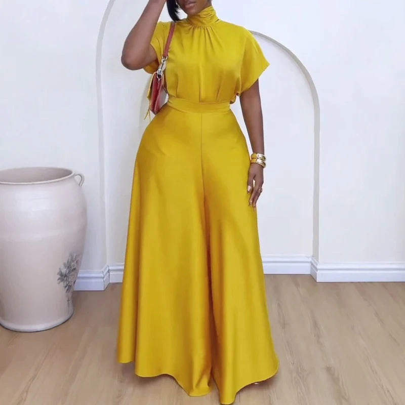 Elegant view of wide leg pants, illustrating their fluid movement and sophisticated style, perfect for the fashion-conscious woman.