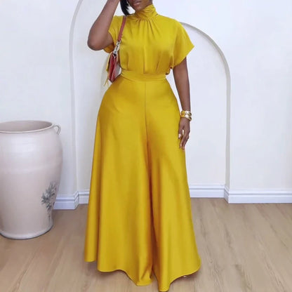 Elegant view of wide leg pants, illustrating their fluid movement and sophisticated style, perfect for the fashion-conscious woman.