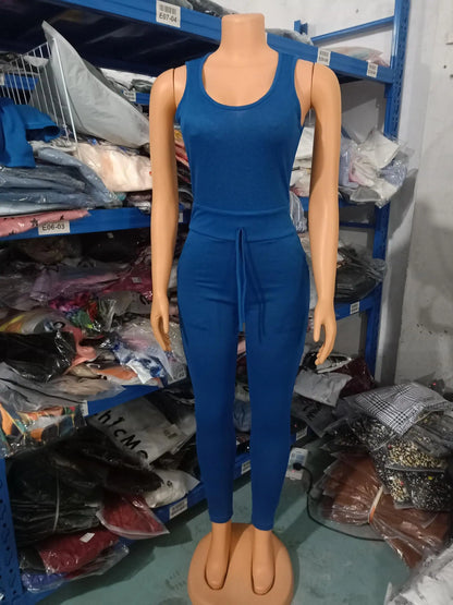 Luxury women’s jumpsuit set with a flattering v-neck collar and ankle-length pencil pants, perfect for elegant outings.