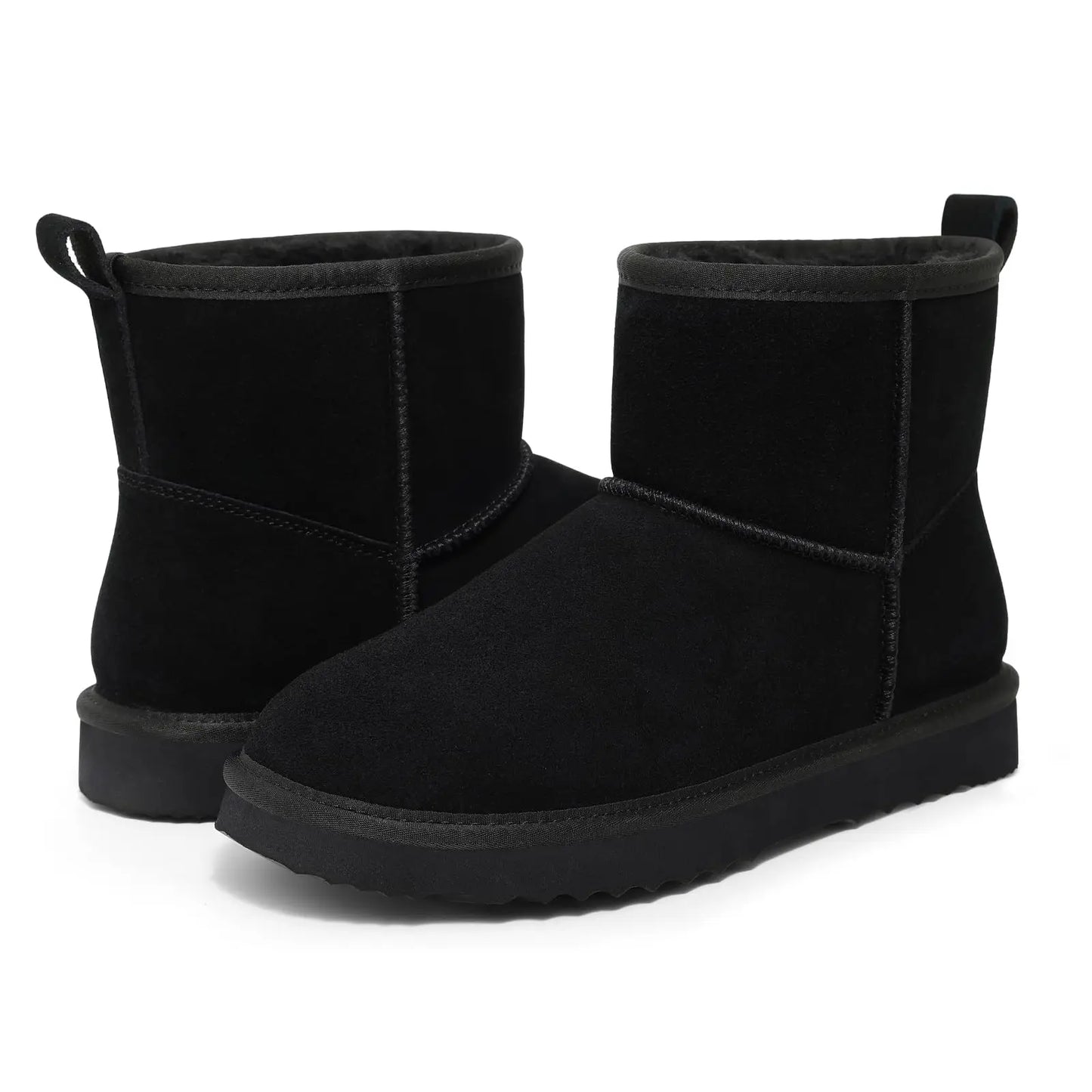 Versatile women's ankle snow boots displayed in a fashionable setting, ideal for both casual and office wear during the winter season.