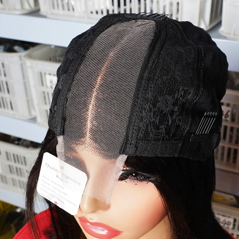 Exquisite short bob wig with a vibrant deep middle part, designed with 250% high-density Remy Vietnamese hair, ideal for achieving a polished and lavish look.