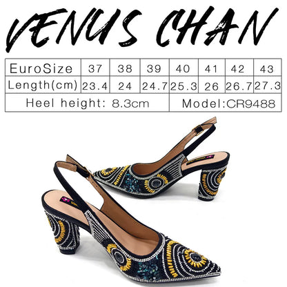 Versatile women's shoe and handbag matching set in vibrant colours, suitable for parties, weddings, or formal events, blending style and comfort seamlessly.