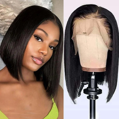 Close-up of Luxury Lace Frontal Wig showcasing preplucked hairline and Swiss lace construction for a flawless fit.