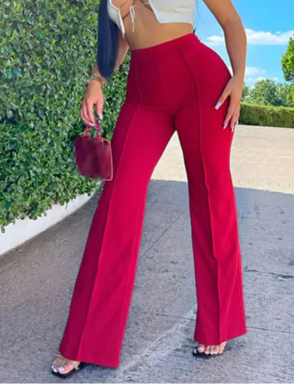 Chic and sophisticated women’s high waist flare pants, embodying a luxurious blend of comfort and contemporary office style.