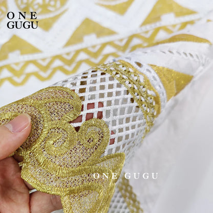 A model gracefully wearing the Original Nigerian Bazin Dress Dashiki gown, emphasizing its sophisticated style and versatility for various occasions including parties and weddings.