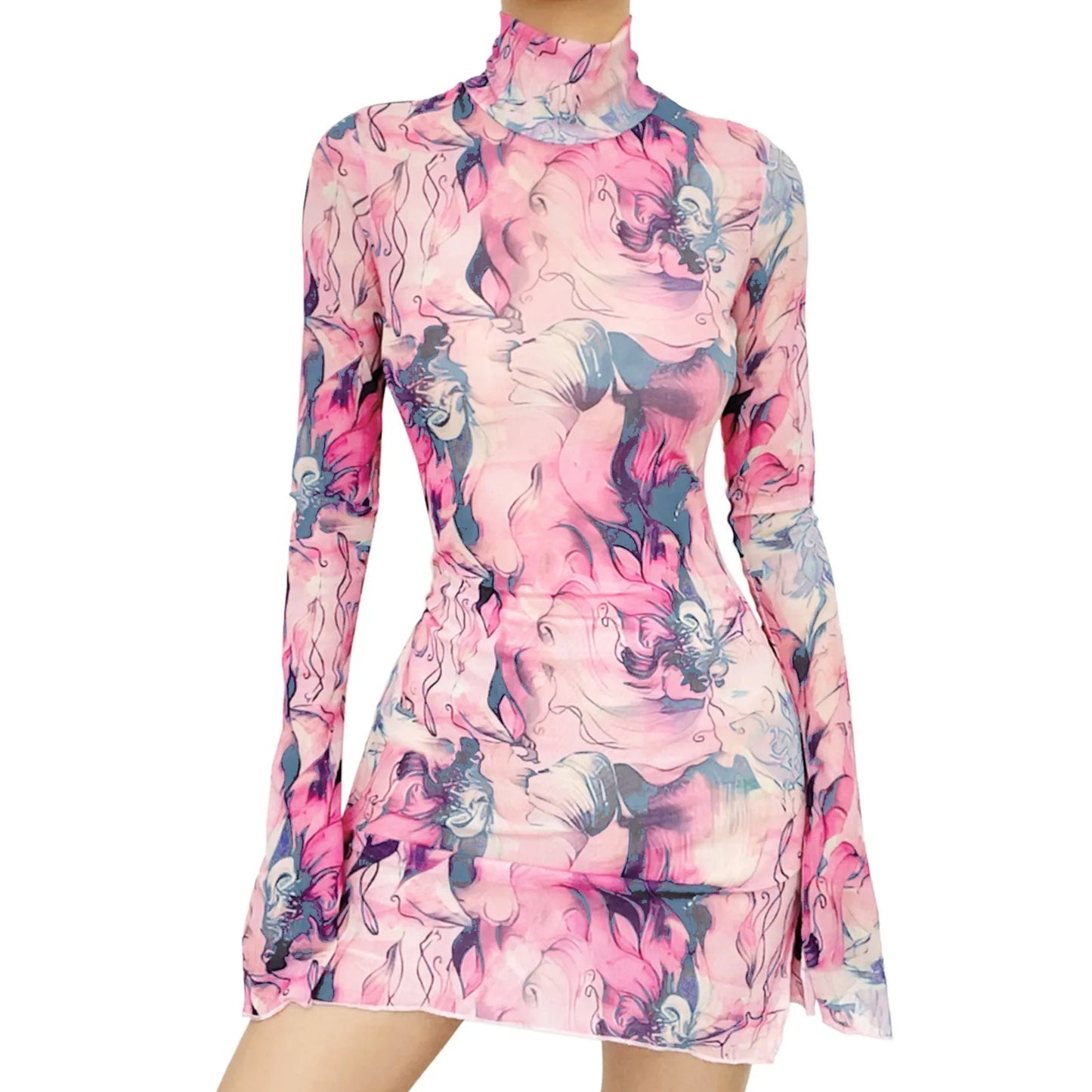 Chic and comfortable plus size women's A-line dress with flattering bell sleeves, crafted from soft polyester for a luxurious feel.