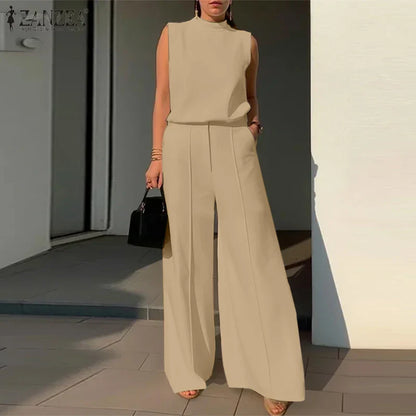 Stylish high waist wide leg pants from the women's matching set, crafted from premium broadcloth fabric for ultimate comfort.