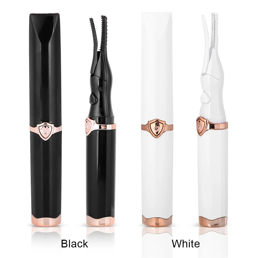 USB rechargeable portable eyelash curler, elegantly designed for effortless natural curling and enhancing eye glamour.