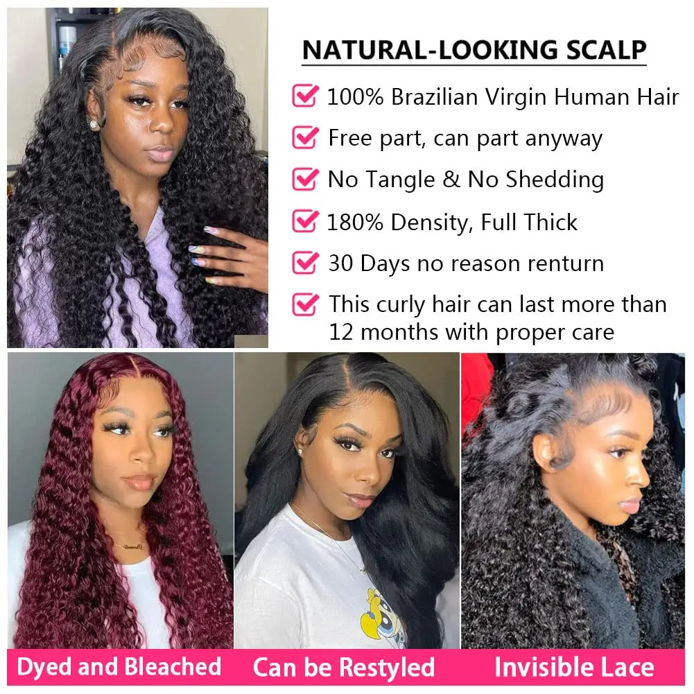 Exquisite 26 Inch Remy Brazilian Deep Wave Lace Front Wig, featuring an average cap size, ideal for glamorous hairstyles.