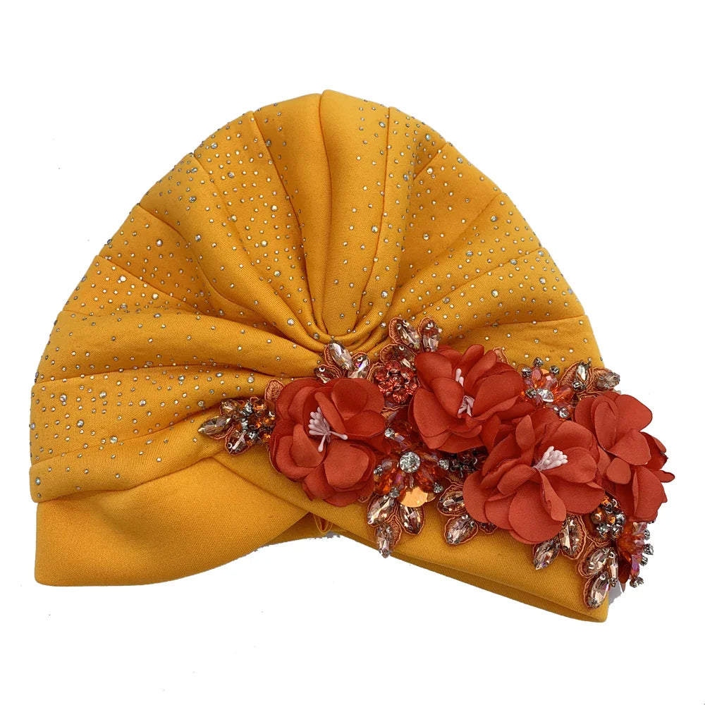 High-quality polyester African turban hat hijab, featuring a regular fit and slight stretch for comfort and elegance.