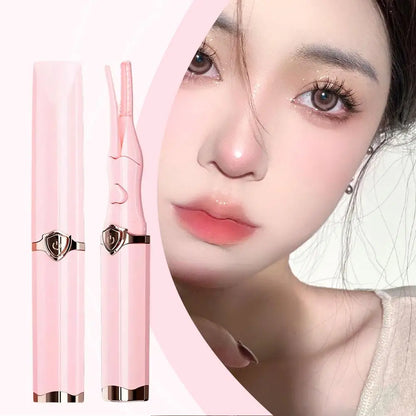 Close-up view of high-quality electric eyelash curler featuring quick heating technology for beautifully curled lashes, ideal for luxurious beauty routines.