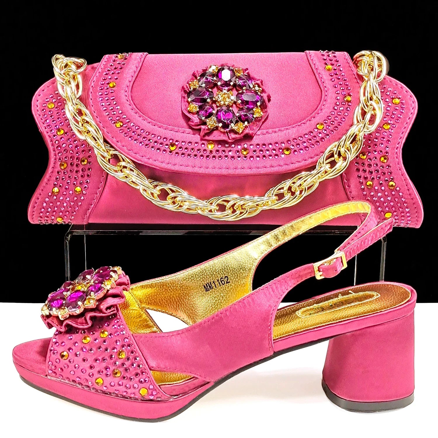 Close-up of QSGFC Olive Diamond Pumps - Showcasing luxurious shining details and elegant design, perfect for special occasions from Hot Trends Area.