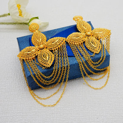 Fashionable long tassel earrings crafted from copper alloy, exuding elegance for women seeking statement jewellery.